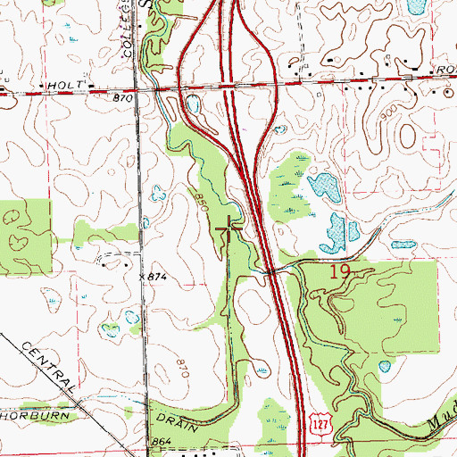 Topographic Map of Cook and Thorburn Drain, MI
