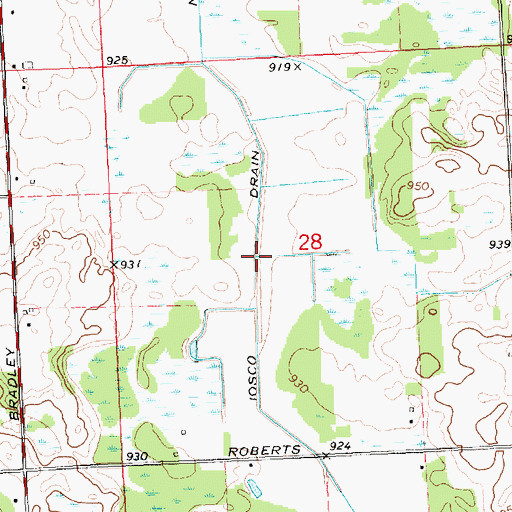 Topographic Map of Iosco Drain Number Two, MI