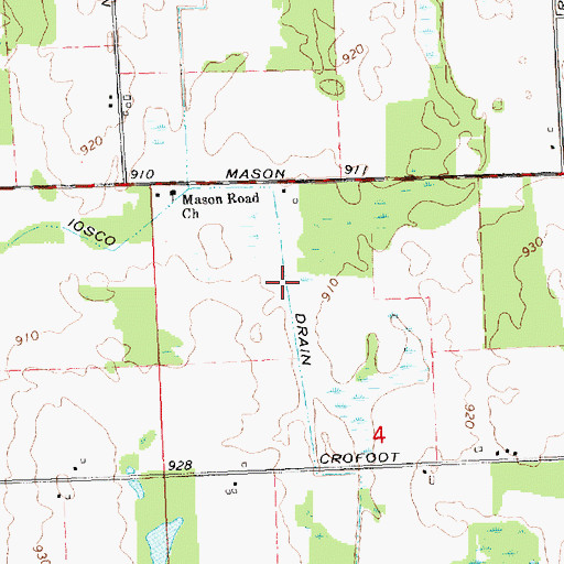 Topographic Map of Iosco Drain Number Three, MI