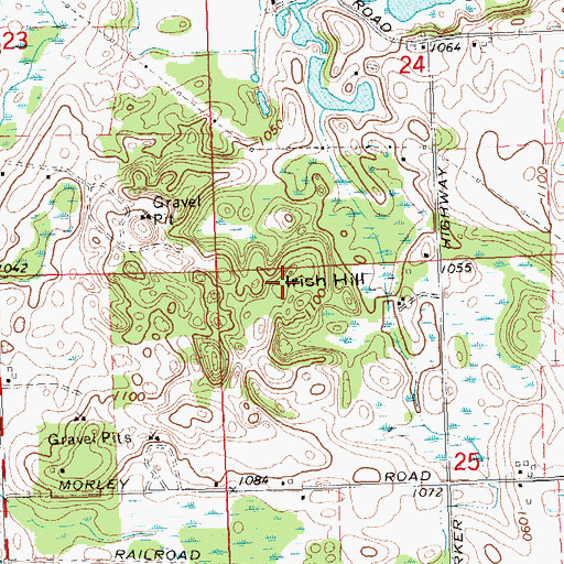 Topographic Map of Irish Hill, MI