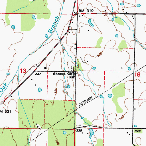 Topographic Map of Sharon School (historical), AR