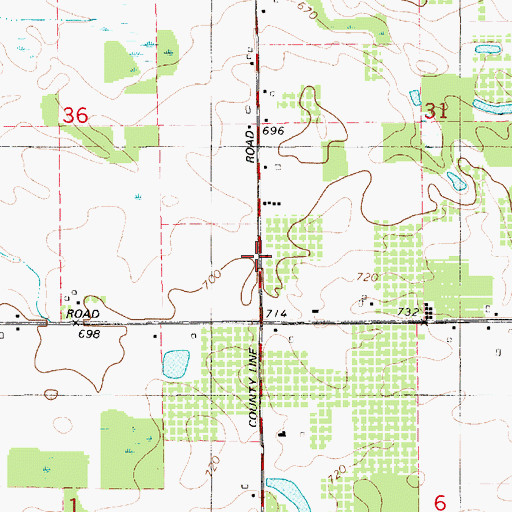 Topographic Map of Irish School, MI