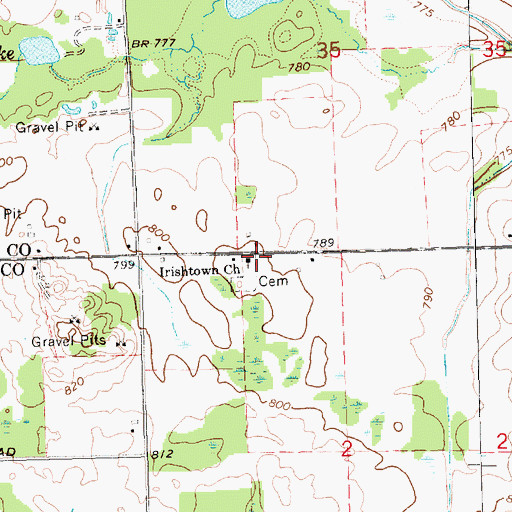 Topographic Map of Irishtown Church, MI