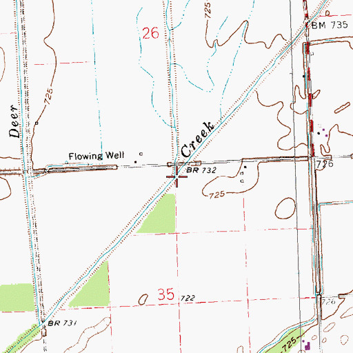 Topographic Map of Iron Creek, OH