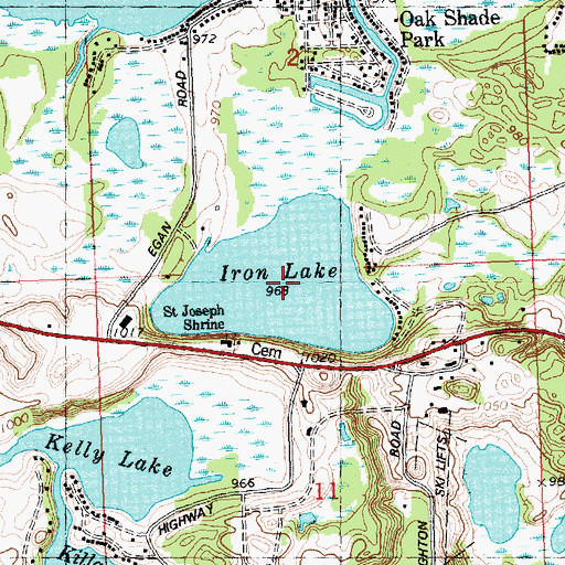 Topographic Map of Iron Lake, MI