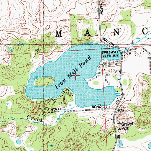 Topographic Map of Iron Mill Pond, MI