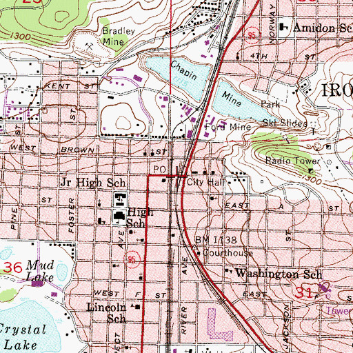 Topographic Map of Iron Mountain, MI