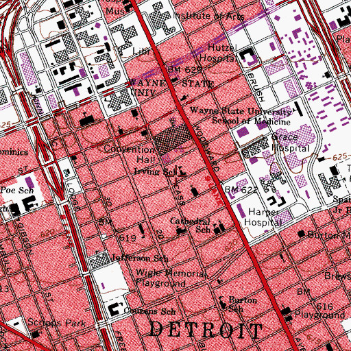 Topographic Map of Irving School, MI