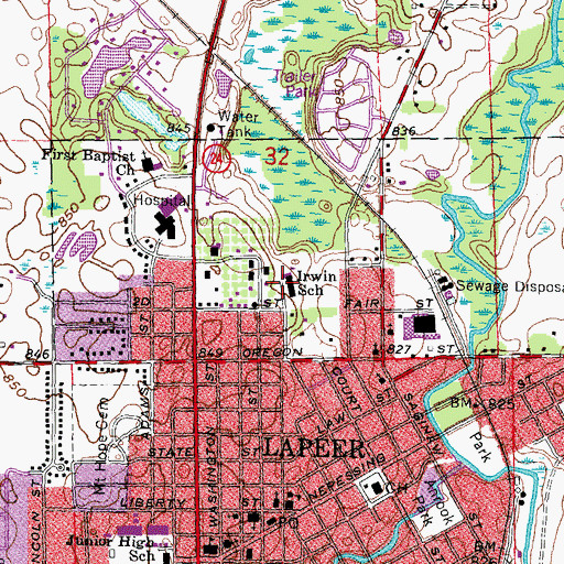 Topographic Map of Irwin School, MI