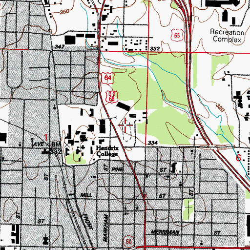 Topographic Map of Robert W Young Memorial Stadium, AR