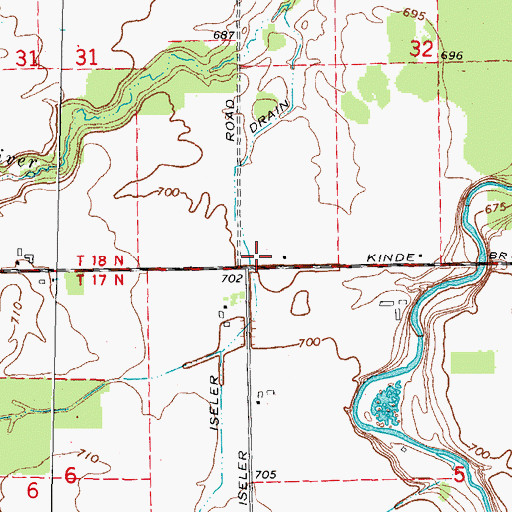 Topographic Map of Iseler Drain, MI