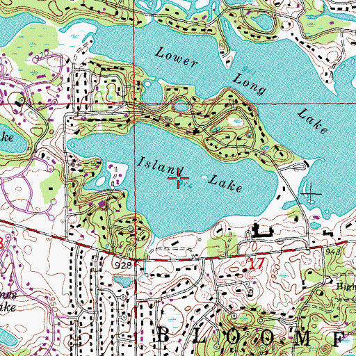 Topographic Map of Island Lake, MI