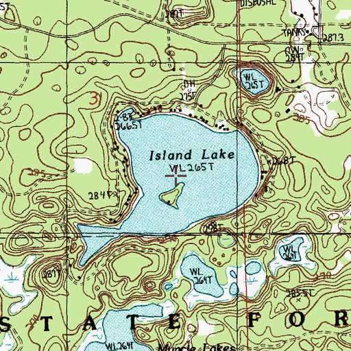 Topographic Map of Island Lake, MI