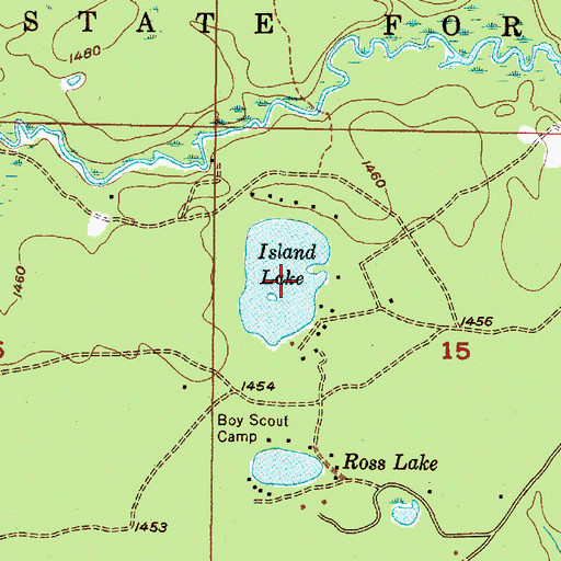 Topographic Map of Island Lake, MI