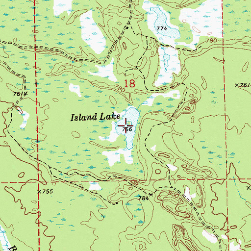 Topographic Map of Island Lake, MI