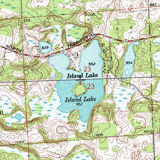 Topographic Map of Island Lake, MI
