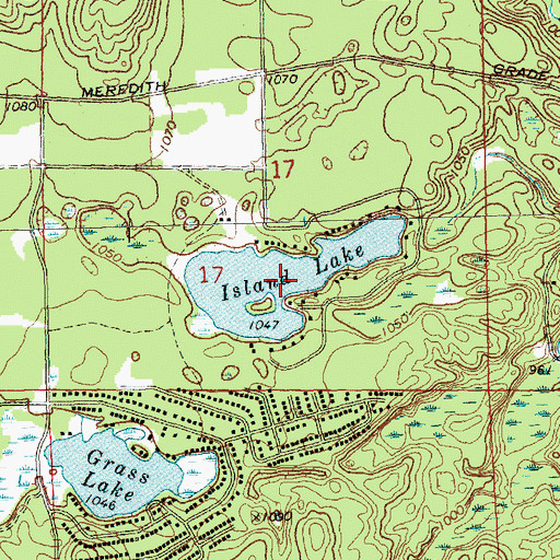 Topographic Map of Island Lake, MI