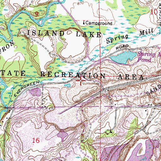Topographic Map of Island Lake State Recreation Area, MI