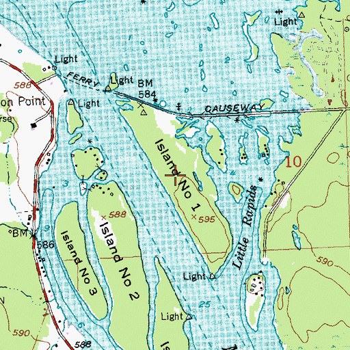 Topographic Map of Island Number One, MI