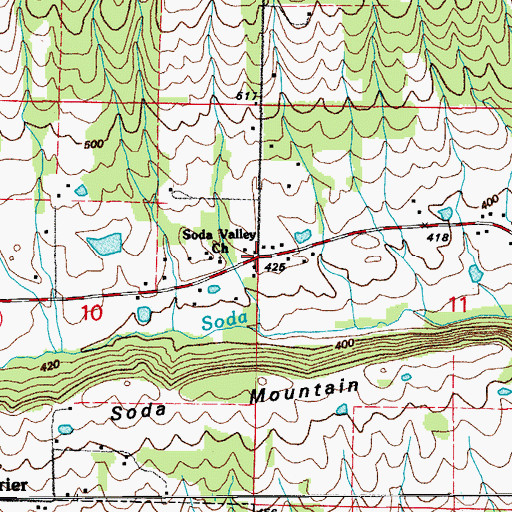 Topographic Map of Soda Valley, AR