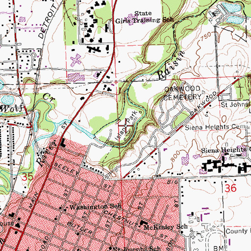 Topographic Map of Island Park, MI