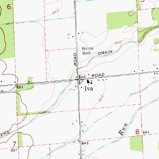 Topographic Map of Iva, MI