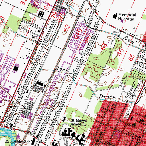 Topographic Map of Ives Drain, MI