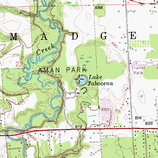 Topographic Map of Lake Jabocena, MI