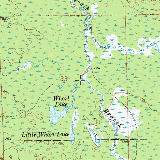 Topographic Map of Jack Creek, MI