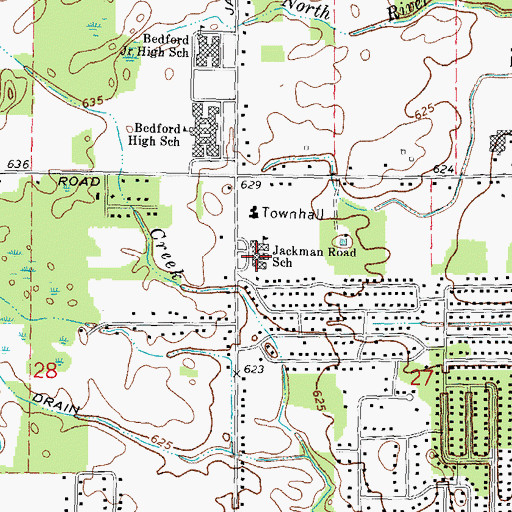 Topographic Map of Jackman Road Elementary School, MI