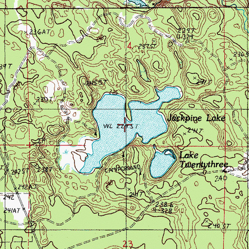 Topographic Map of Jackpine Lake, MI