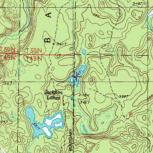 Topographic Map of Jackson Lakes, MI