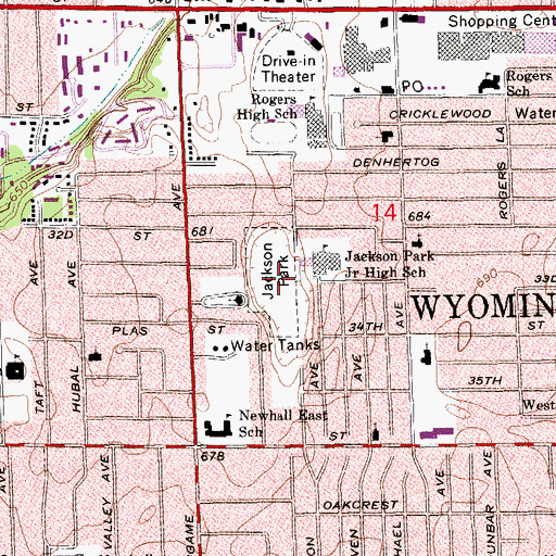 Topographic Map of Jackson Park, MI