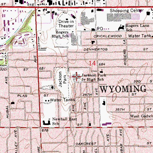Topographic Map of Jackson Park Junior High School, MI