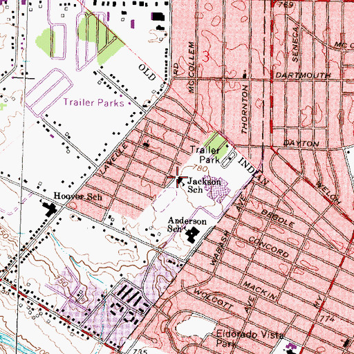 Topographic Map of Jackson School, MI