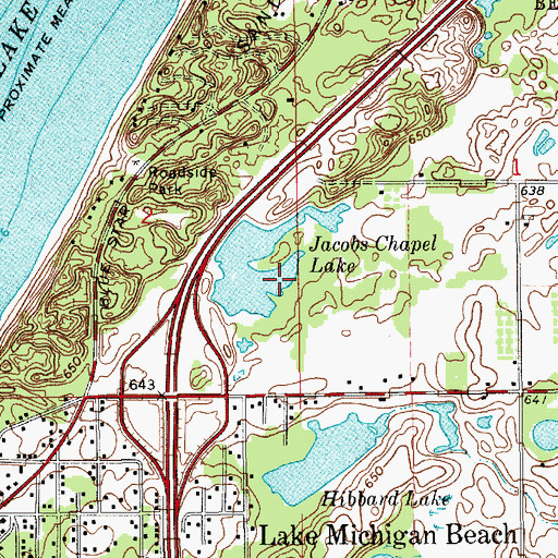 Topographic Map of Jacobs Chapel Lake, MI