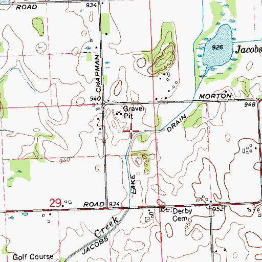 Topographic Map of Jacobs Lake Drain, MI