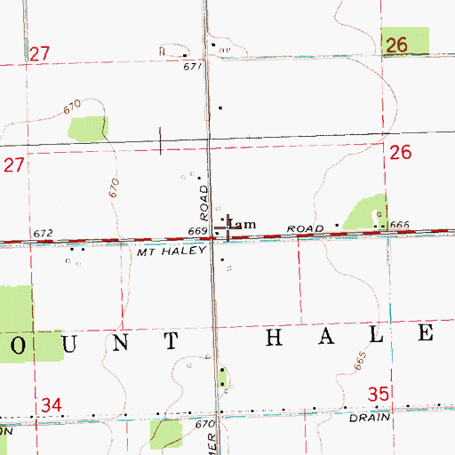 Topographic Map of Jam, MI