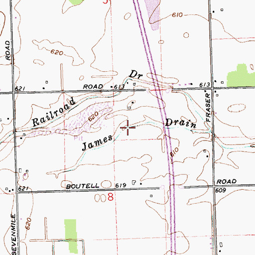 Topographic Map of James Drain, MI