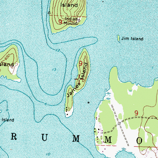Topographic Map of James Island, MI