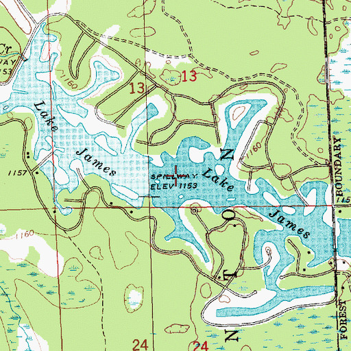 Topographic Map of Lake James, MI