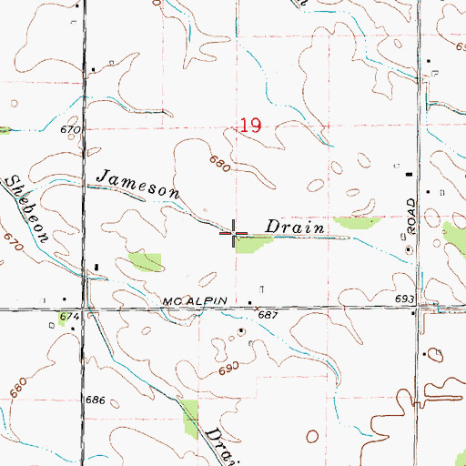 Topographic Map of Jameson Drain, MI