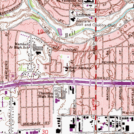 Topographic Map of Jane Adams School, MI