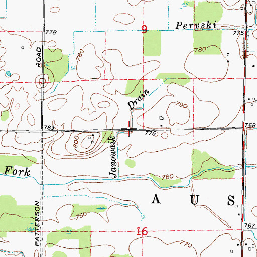 Topographic Map of Janowaik Drain, MI