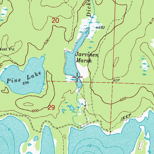 Topographic Map of Jarvinen Marsh Lake, MI
