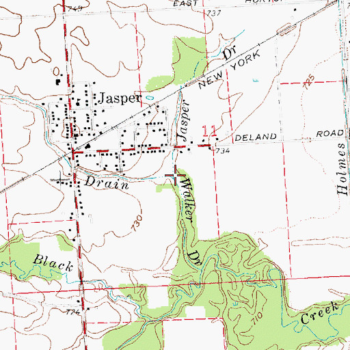 Topographic Map of Jasper Drain, MI