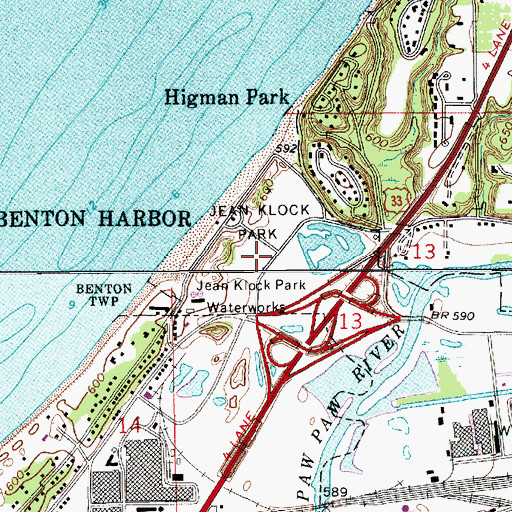Topographic Map of Jean Klock Park, MI