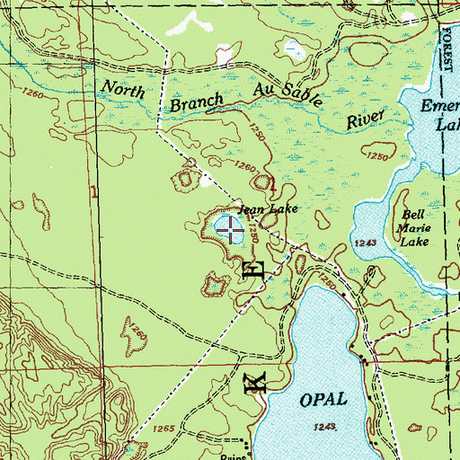 Topographic Map of Jean Lake, MI