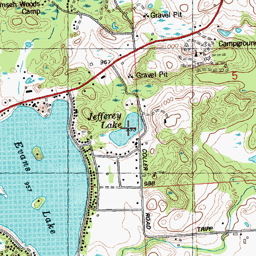 Topographic Map of Jefferey Lake, MI