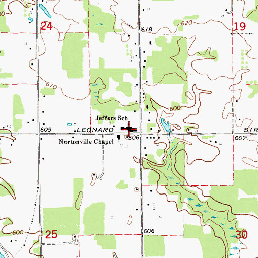 Topographic Map of Jeffers School, MI